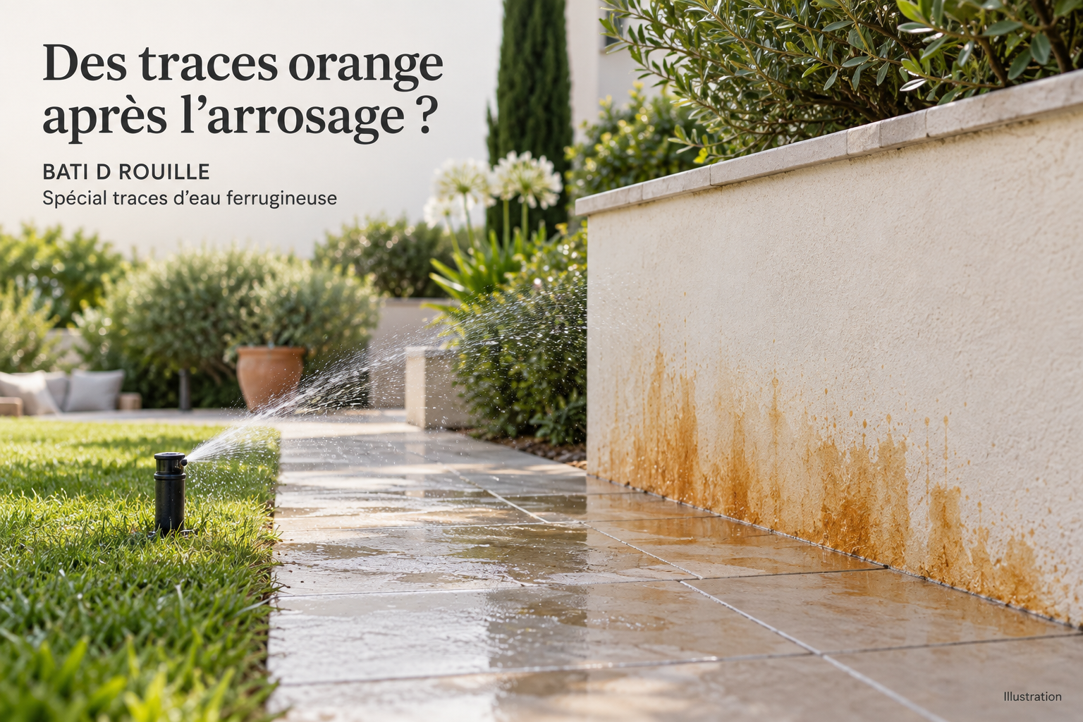 Trace eau ferrugineuse ARROSAGE- BATI D ROUILLE